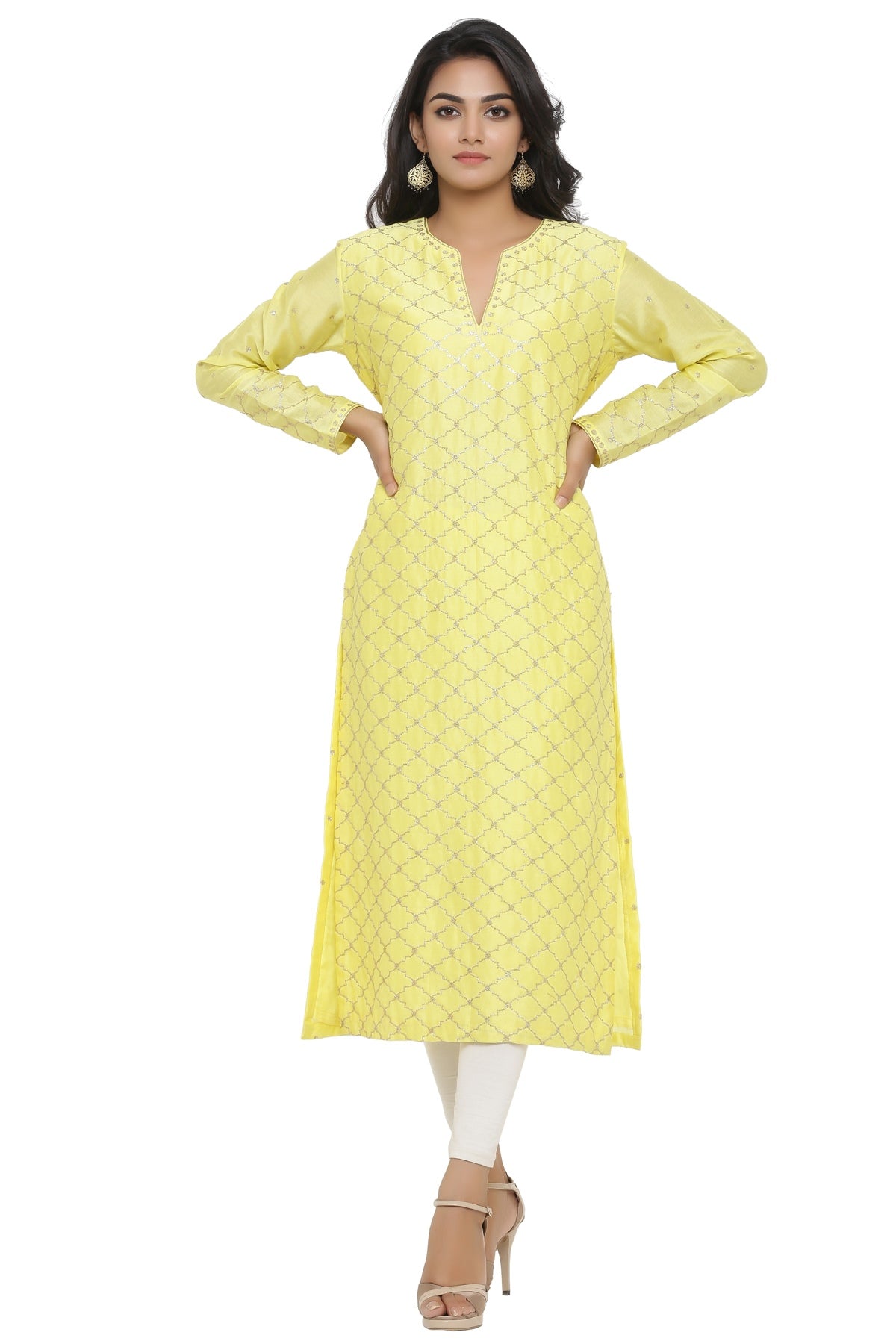 Yellow color deals kurtis online