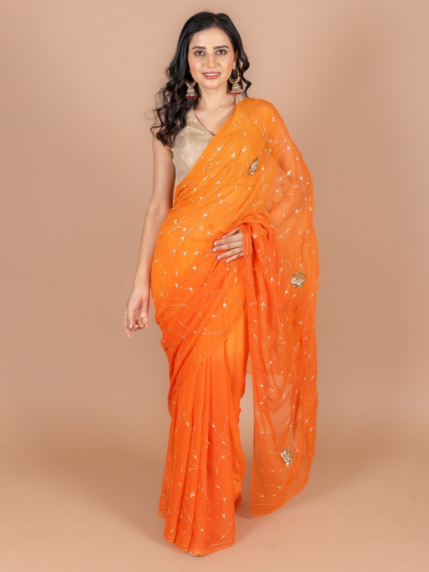 Ranas Orange Shaded Saree