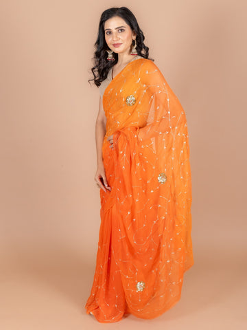 Ranas Orange Shaded Saree