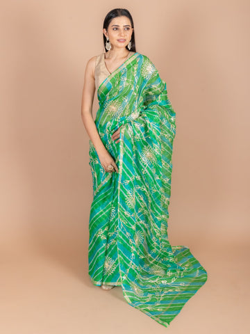 Ranas Green Leheriya Saree