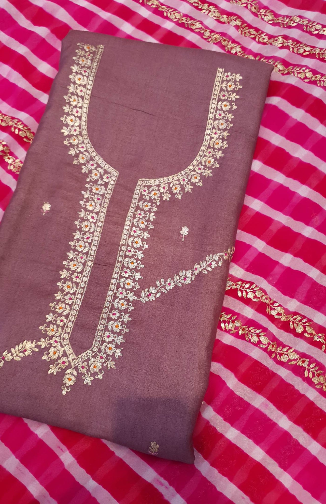 Ranas Unstitch Suit with Leheriya Dupatta