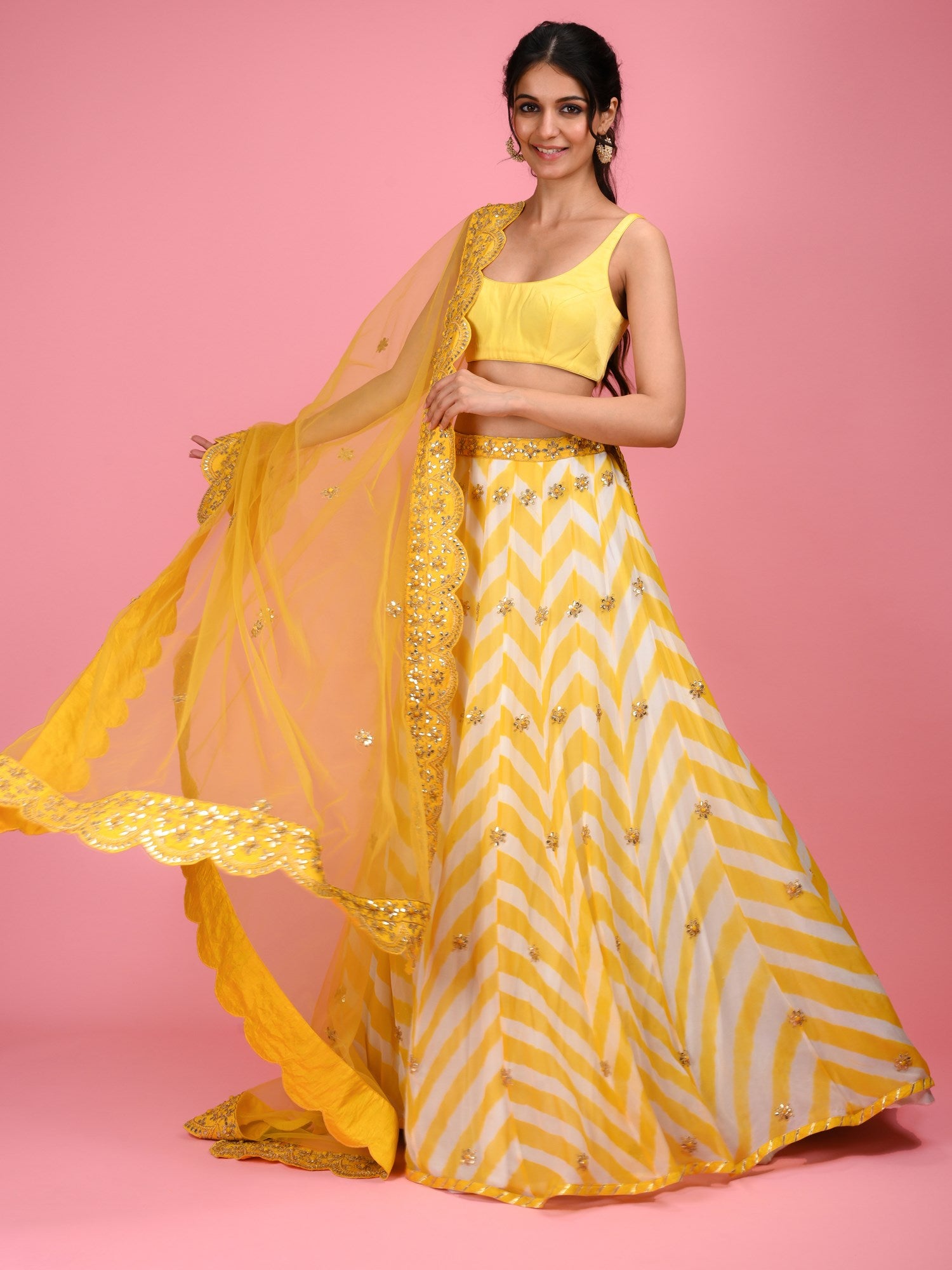 Buy Mesmerizing Yellow Sequins Georgette Haldi Wear Lehenga Choli - Zeel  Clothing