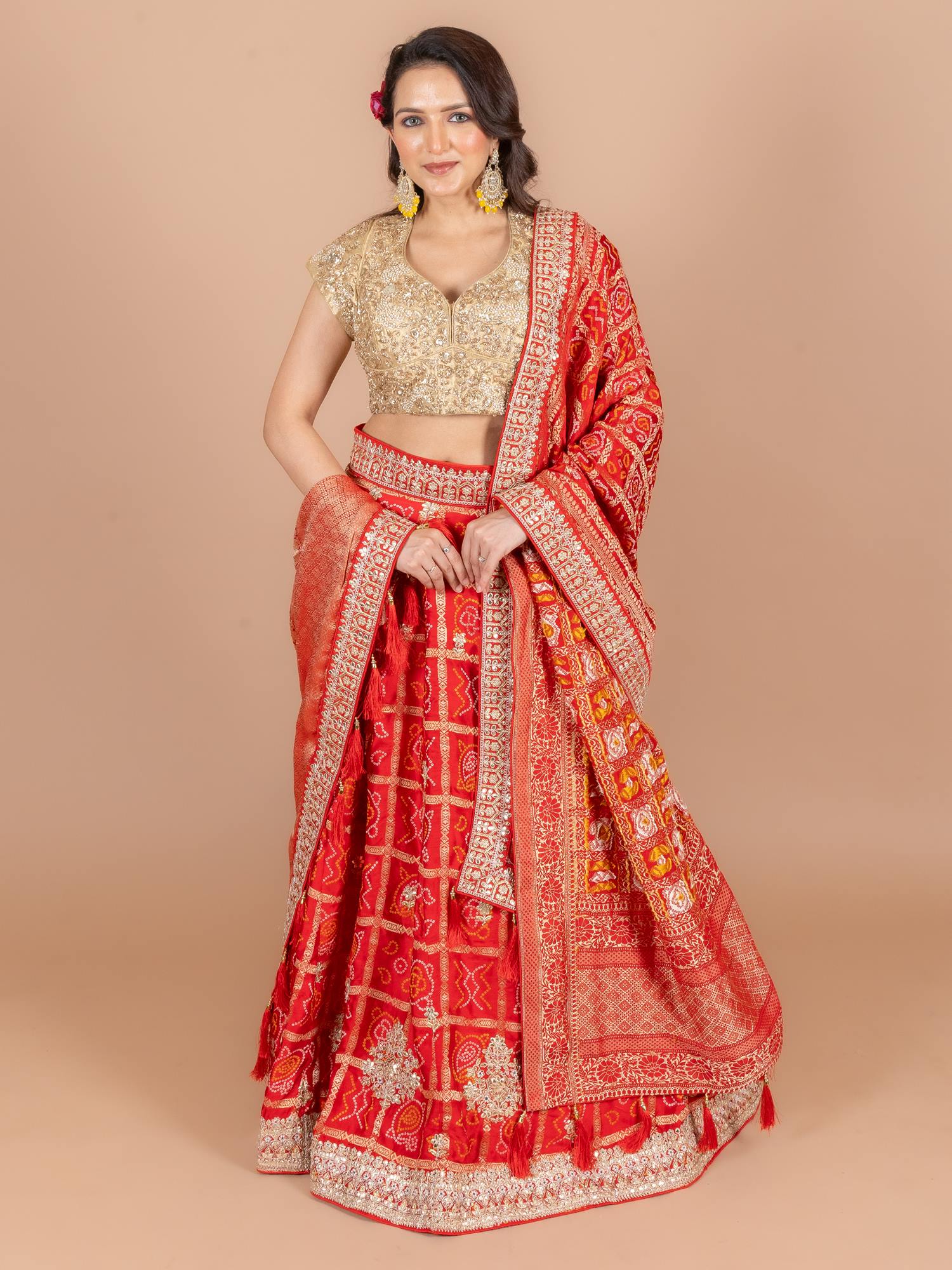 Ranas Red Color ghatchola Lehenga