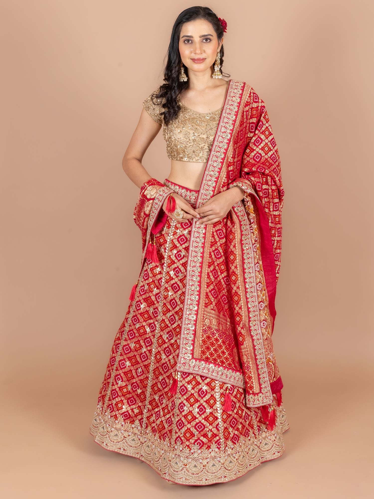 Ranas Red Ghatchola Lehenga