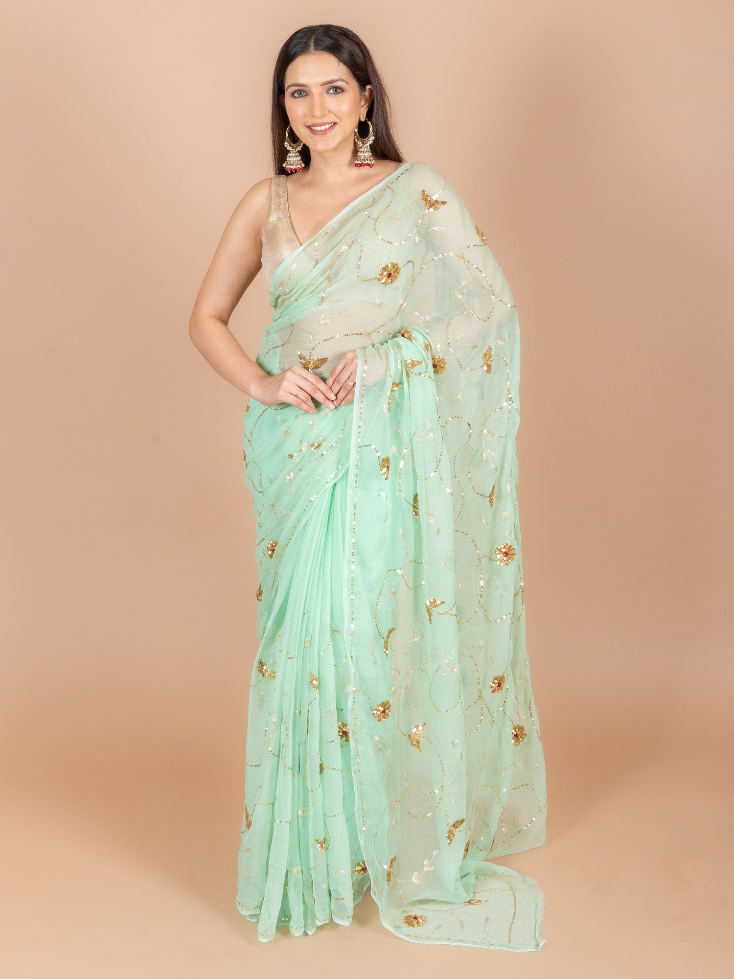 Ranas Sequins work Saree