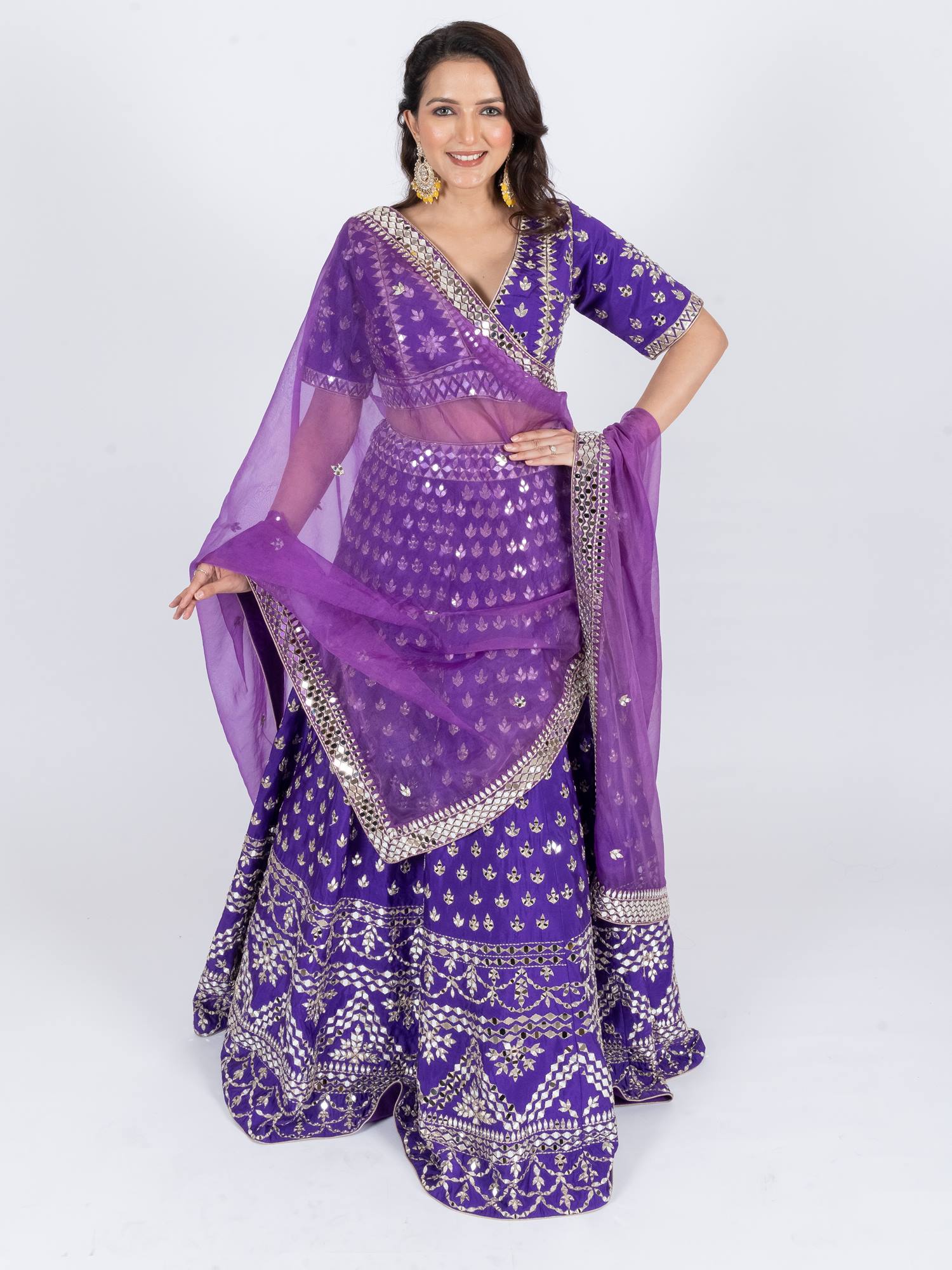 Ranas Purple Color Mirror work Lehenga