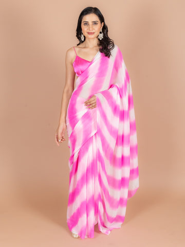 Rans Pink & White Leheriya Saree