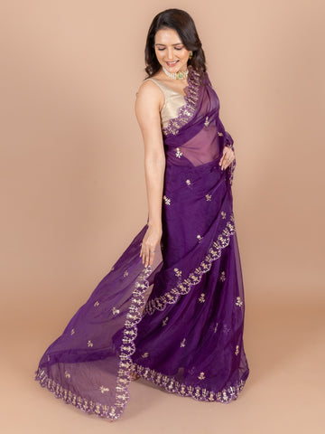 Ranas Purple color Organza Saree