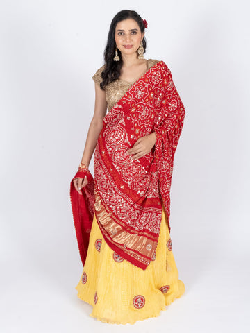 Ranas Yellow Crush Fabric Lehenga