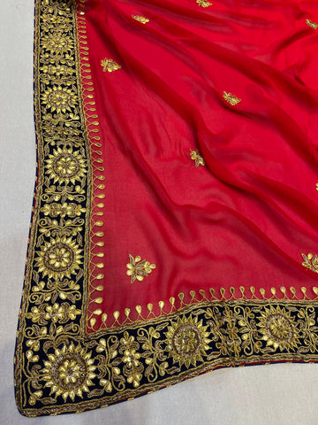 Ranas Red Color Gota Patti Saree