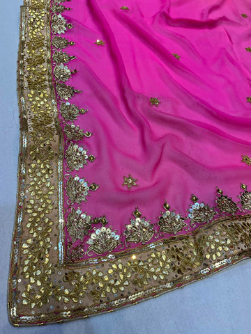 Ranas Pink Color Gota Patti Work Saree