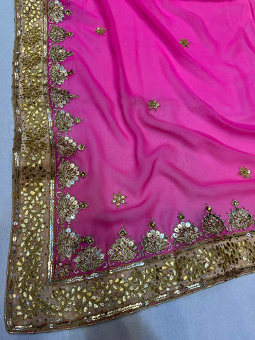 Ranas Pink Color Gota Patti Work Saree