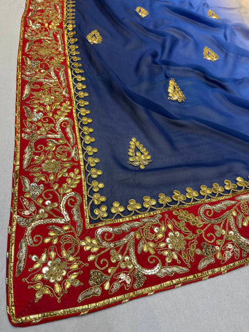 Ranas Blue & Beige Shaded Saree