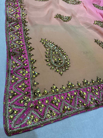 Ranas Peach & Pink Shaded Saree