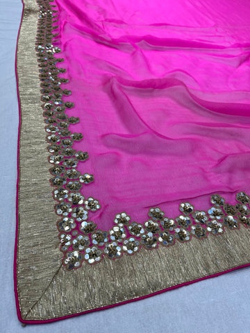 Ranas Pink Color Sequine Work Saree