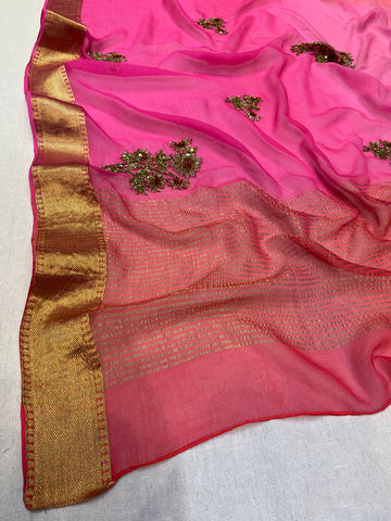 Ranas Peach & Pink Shaded Saree