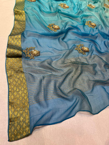 Ranas Sky Blue Shaded Saree