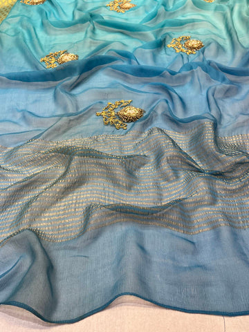 Ranas Sky Blue Shaded Saree