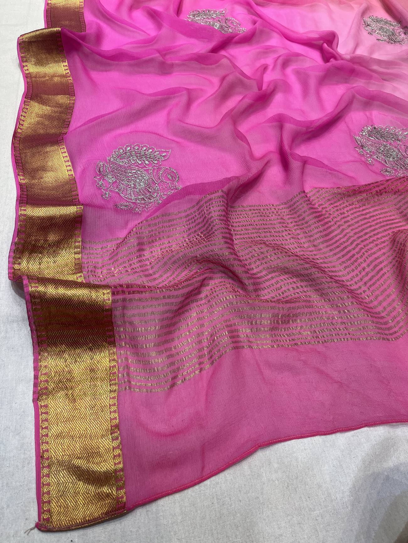 Ranas Shaded Pink & Peach Color Saree