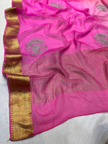 Ranas Shaded Pink & Peach Color Saree