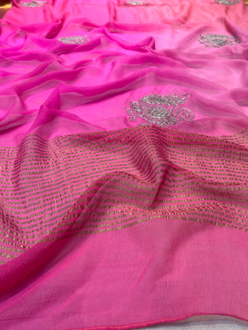 Ranas Shaded Pink & Peach Color Saree