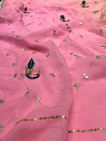 Ranas Peach & Pink Shaded Saree