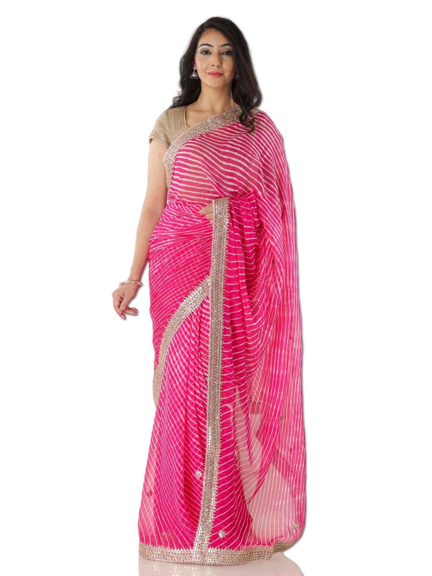 Ranas Rani Pink Leheriya Saree