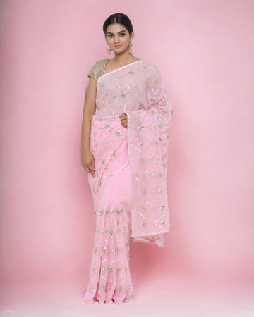 Ranas Light Pink Gota Patti Saree