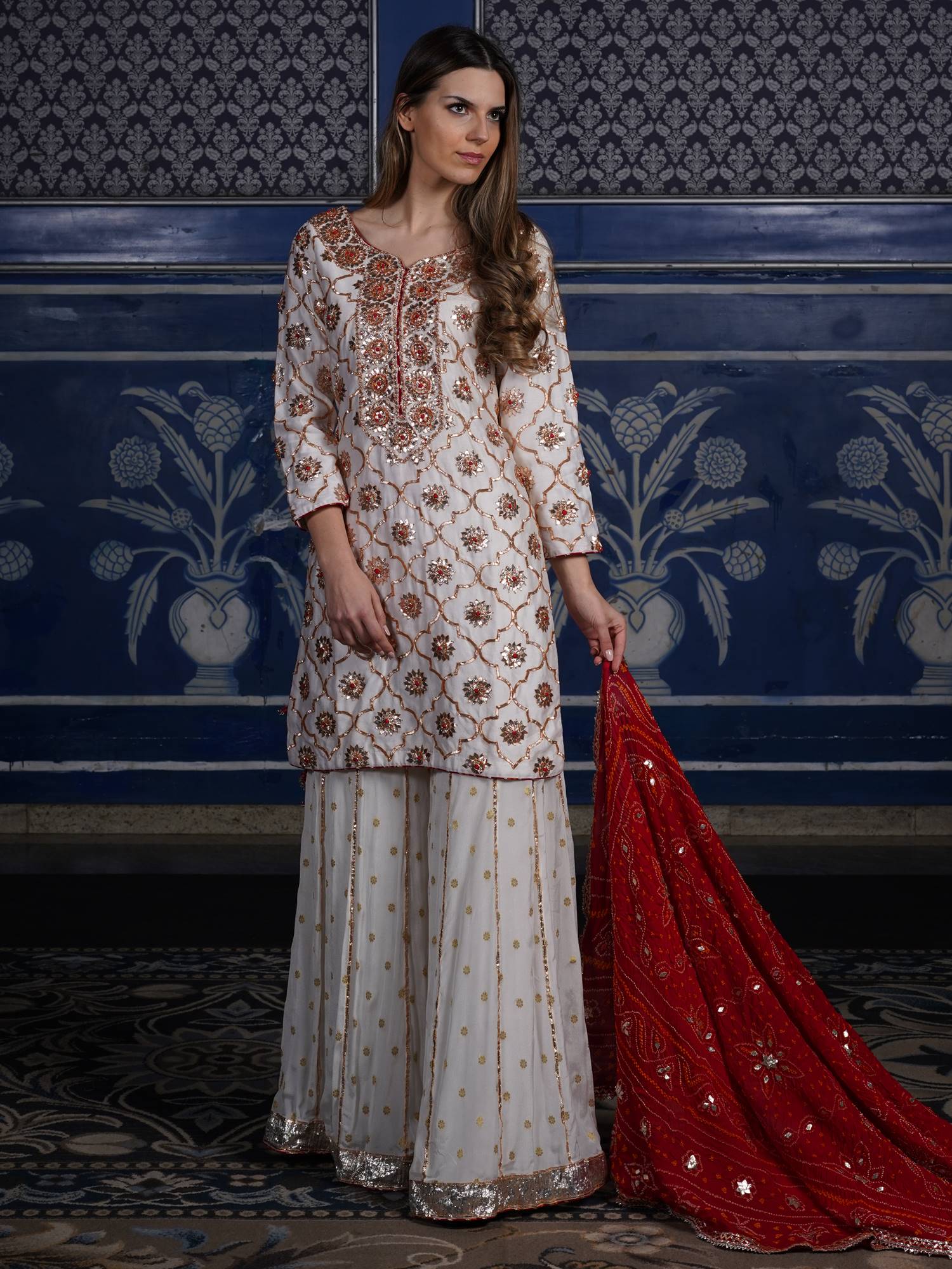 Ranas off White Designer Sharara Set