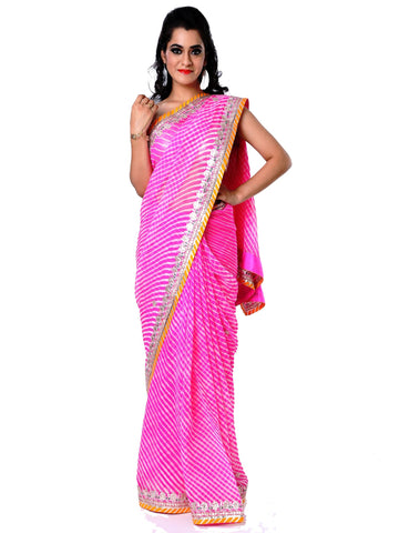 Ranas Pink Pure Georgette Gota Saree