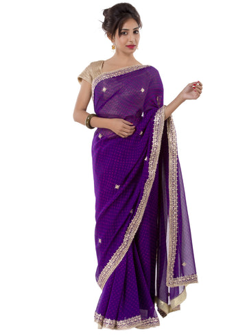 Ranas Purple Mothda Gota Patti Saree