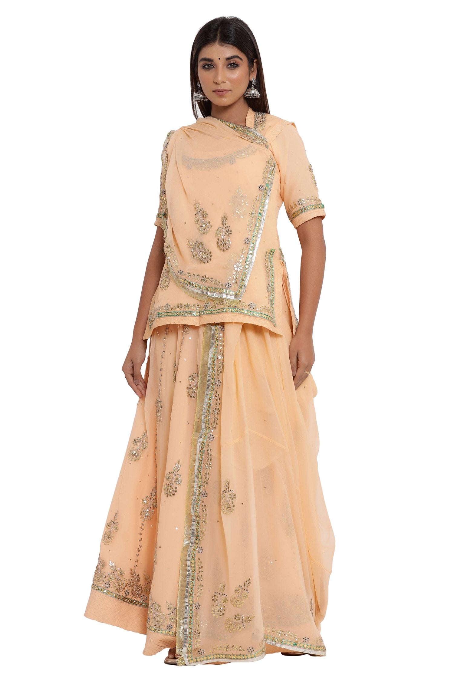 Buy Ranas Peach Color Rajputi Poshak Online | Rajasthani Rajputi Poshak ...