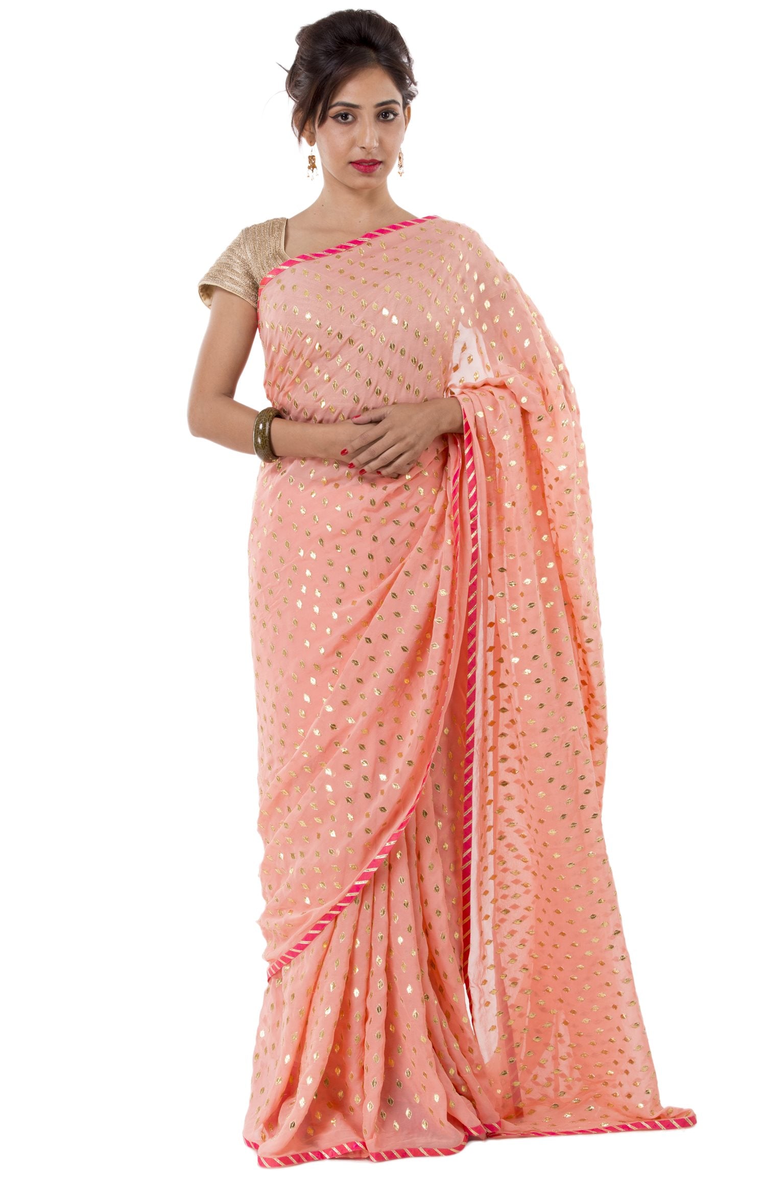 Designer Faux Georgette Saree with Sequence and Real Mirror Work, Matc –  EinayaCollection